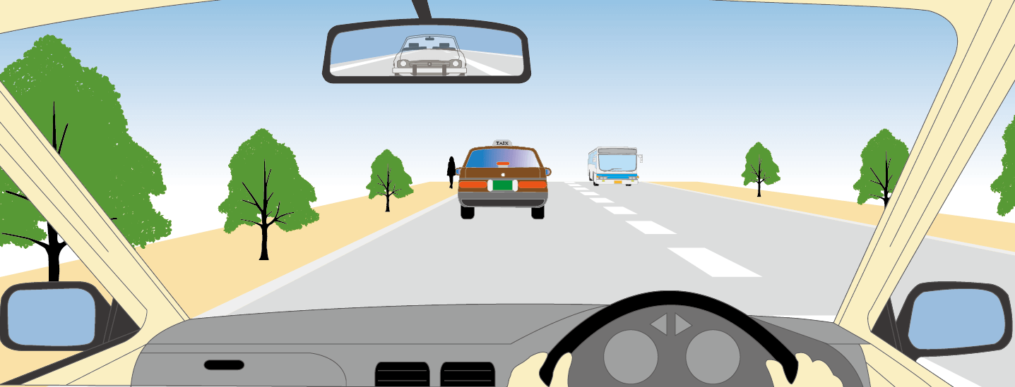 タクシーが停止したときに自分も急停止すると後続車に追突されるかもしれないので ブレーキを数回に分けて踏み 後続車に注意を促す Eシガク タクシーが停止したときに自分も急停止すると後続車に追突されるかもしれないので ブレーキを数回に分けて踏み 後続車に注意を促す Eシガク